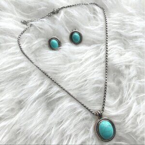 Turquoise Necklace and Earrings Jewelry Set